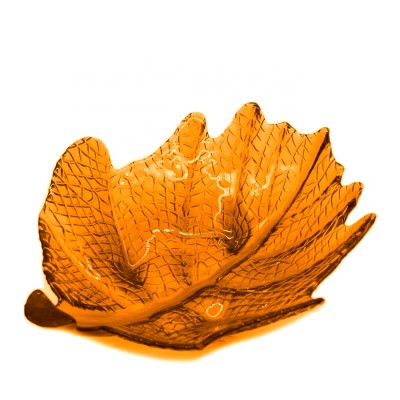 Wholesale hand-made maple leaf glass fruit bowl color glass plate