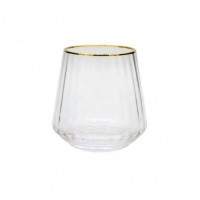 Embossed Stemless Wine Glass Popular Tumbler Glass Handblown Golden Wine Glasses