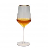 Crystal Embossed White Wine Glasses Popular Golden Wine Glass For Bar