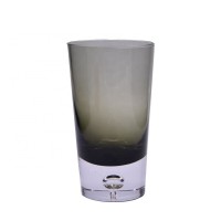 Handmade Grey Color Heavy Highball Glass  Drinking Glass Cup With Bubble Bottom