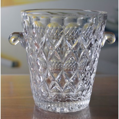 wholesale embossed glass ice bucket handmade ice bucket with handle