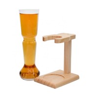 customized new fashion 550ml yard beer glass with solid wood stand for beerfest