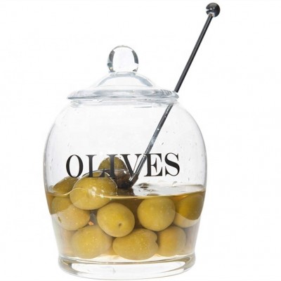 Clear Glass Olive Jar with Lid Glass Food Storage