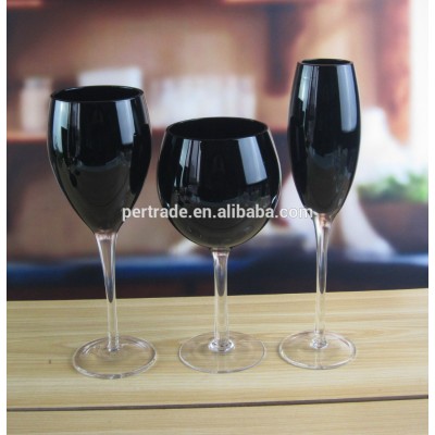 Handblown customized wine glass set black colored wine goblet glass