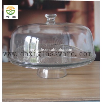 Clear glass dome cover and holder,machine made glass cover and plate,sale for glass cloche and steder