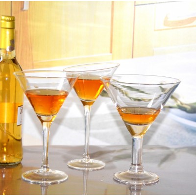 Customized long handle fancy shape champagne slanted martini glass