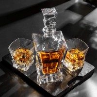 Lead Free Crystal Engraving Design Whiskey Tumbler Set