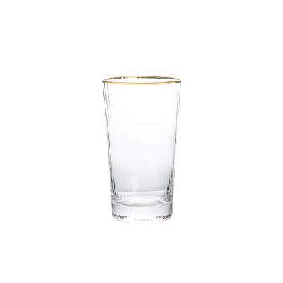 wholesale crystal drink glasses gold rim water glass cup creative optical tripes glass cups