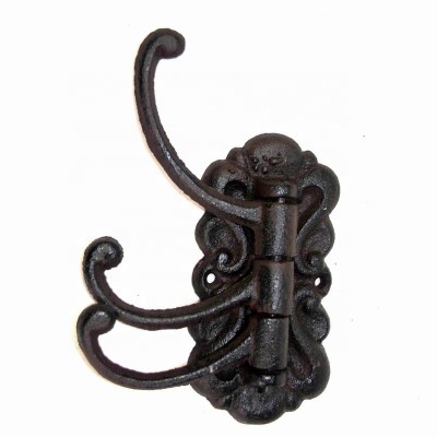 Antique Wall Mount artwork Key Holder Metal Hanger Vintage Cast Iron Coat Hook