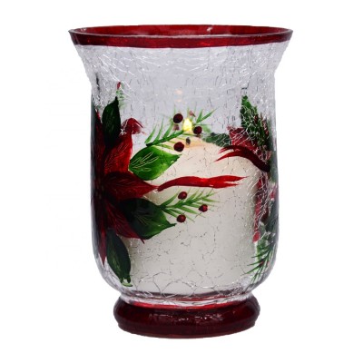 2020 New Hand Painted Crack Glass Candle Holder Color Hurricane Glass Custom Windlight Glass For Christmas Holiday Decoration